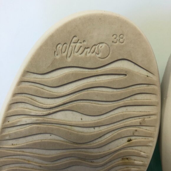 Softinos Isla Washed Comfort Lace Up Green Leather Sneakers - Picture 9 of 14